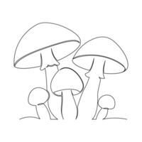 Continuous one line drawing of mushroom vector art illustration minimalist design