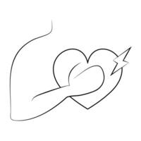 Heart shape Romantic symbol illustration continuous drawing single line art vector