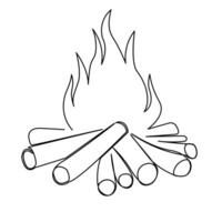 Continuous one line drawing of bonfire or campfire single line art vector illustration and Editable stroke.