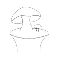 Continuous one line drawing of mushroom vector art illustration minimalist design