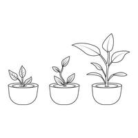 Continuous single line art of tree plant growth process illustration outline vector art.