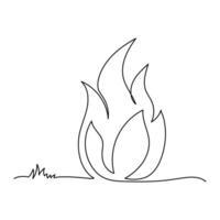 Continuous one line drawing of bonfire or campfire single line art vector illustration and Editable stroke.