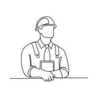Continuous One line labor day concept outline vector art illustration design.
