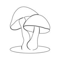 Continuous one line drawing of mushroom vector art illustration minimalist design