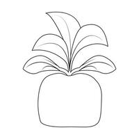 Continuous one line drawing of home plant tree in a pot outline vector art illustration
