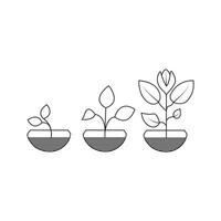 Continuous single line art of tree plant growth process illustration outline vector art.