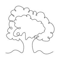 continuous single line drawing of tree vector outline art illustration Minimalist design.