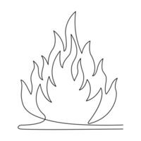 Continuous one line drawing of bonfire single line art vector illustration and Editable stroke.