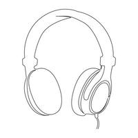 Headphone oneline continuous outline vector art drawing and simple one line minimalist illustration design.