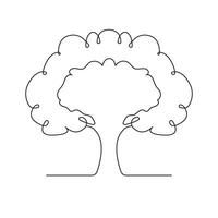 continuous single line drawing of tree vector outline art illustration Minimalist design.