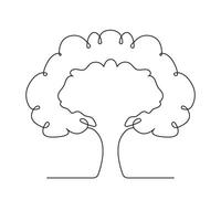 continuous single line drawing of tree vector outline art illustration Minimalist design.