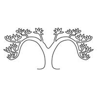 continuous single line drawing of tree vector outline art illustration Minimalist design.