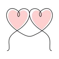 Heart shape Romantic symbol illustration continuous drawing single line art vector