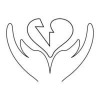 Heart shape Romantic symbol illustration continuous drawing single line art vector