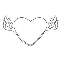 corazón forma romántico símbolo ilustración continuo dibujo soltero línea Arte vector