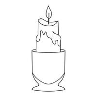 continuous One line lightning candle symbol concept and Silhouette vector art illustration design.