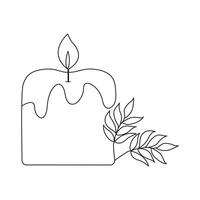 continuous One line lightning candle symbol concept and Silhouette vector art illustration design.