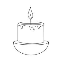 continuous One line lightning candle symbol concept and Silhouette vector art illustration design.