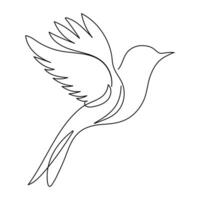 Continuous single line drawing of Bird flying art One Line vector Illustrated design.