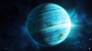 AI generated Uranus Planet in Space. Celestial, Cosmic, Solar System, Astronomy, Universe, Galactic, Planetary photo