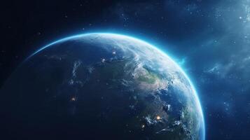 AI generated Earth Planet in Space. Celestial, Cosmic, Solar System, Astronomy, Universe, Galactic, Planetary photo