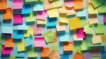 AI generated Blank Colorful Sticky Notes. Note, Paper, Color, Copy Space, Sticky Note, Notes, Memo, Rainbow, Reminder photo