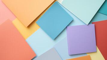 AI generated Blank Colorful Papers. Note, Paper, Color, Copy Space, Sticky Note, Notes, Memo, Rainbow, Reminder photo