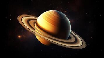 AI generated Saturn Planet in Space. Celestial, Cosmic, Solar System, Astronomy, Universe, Galactic, Planetary photo