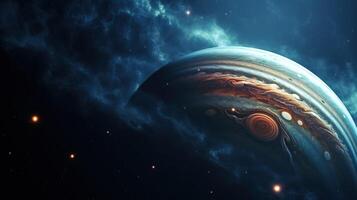 AI generated Jupiter Planet in Space. Celestial, Cosmic, Solar System, Astronomy, Universe, Galactic, Planetary photo