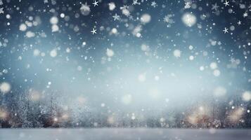 AI generated Winter Background with Copy Space. Winter, Snow, Snowflakes, Snowflake, Ice, Frozen, Decorations photo