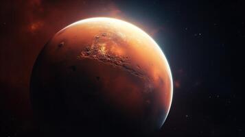 AI generated Mars Planet in Space. Celestial, Cosmic, Solar System, Astronomy, Universe, Galactic, Planetary photo