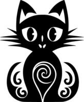 gato - negro y blanco aislado icono - vector ilustración