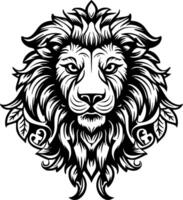 Lion, Black and White Vector illustration