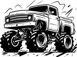 monstruo camión, negro y blanco vector ilustración