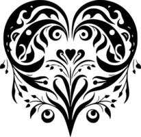 Open Heart, Black and White Vector illustration