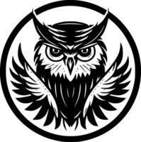 Owl, Black and White Vector illustration