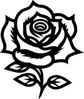 Rosa - negro y blanco aislado icono - vector ilustración