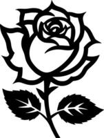 Rose - Black and White Isolated Icon - Vector illustration