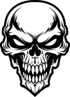 Skull, Black and White Vector illustration