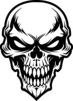 Skull, Black and White Vector illustration