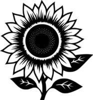 Sunflower, Black and White Vector illustration