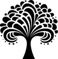 árbol - negro y blanco aislado icono - vector ilustración