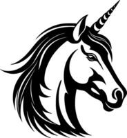 Unicorn, Black and White Vector illustration