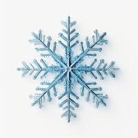 AI generated Beautiful Detailed Snowflake on White Background. Winter, Snow, Frozen photo