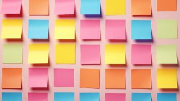 AI generated Blank Colorful Sticky Notes. Note, Paper, Color, Copy Space, Sticky Note, Notes, Memo, Rainbow, Reminder photo