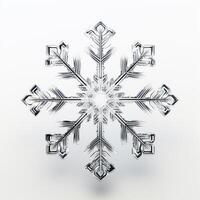 AI generated Beautiful Detailed Snowflake on White Background. Winter, Snow, Frozen photo