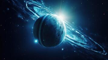 AI generated Neptune Planet in Space. Celestial, Cosmic, Solar System, Astronomy, Universe, Galactic, Planetary photo