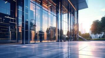 AI generated Entry of Modern Office Building. Architecture, Entrance, Contemporary, Corporate, Business photo