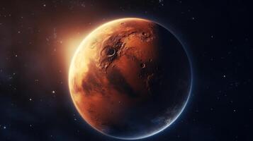 AI generated Mars Planet in Space. Celestial, Cosmic, Solar System, Astronomy, Universe, Galactic, Planetary photo