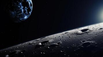 AI generated Moon in Space. Celestial, Lunar, Cosmic, Night, Astronomy, Universe, Moonlight photo